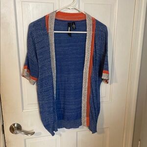Sheer Blue and Orange Sparkle Cardigan